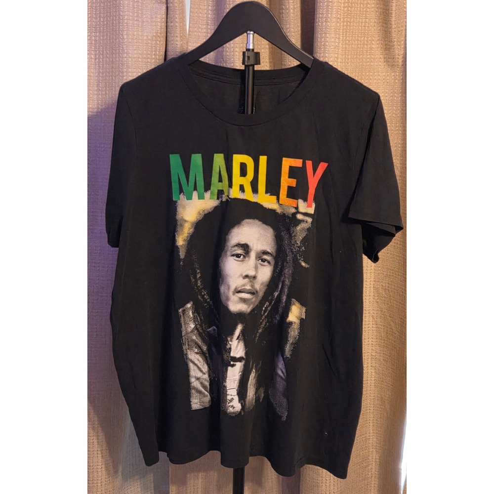 Zion Rootswear Bob Marley Graphic T-Shirt Men's Size 1X Black